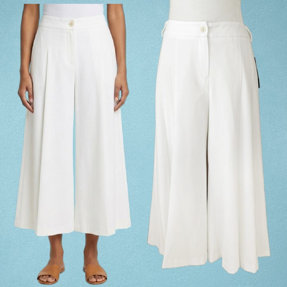 NEW Margaret M Off-White Wide Leg Culottes Size 10 Cropped Pant Split Skirt